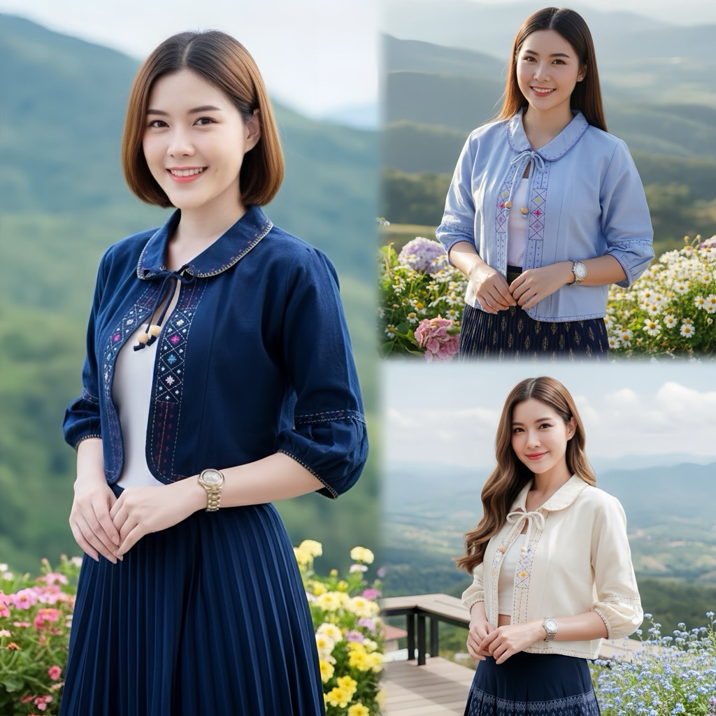 เสื้อคลุมพื้นเมืองผู้หญิงแขนฟักทอง งานปักมือปราณีต ใส่คลุมเที่ยวเทศกาลฯ สวยไม่ซ้ำใคร