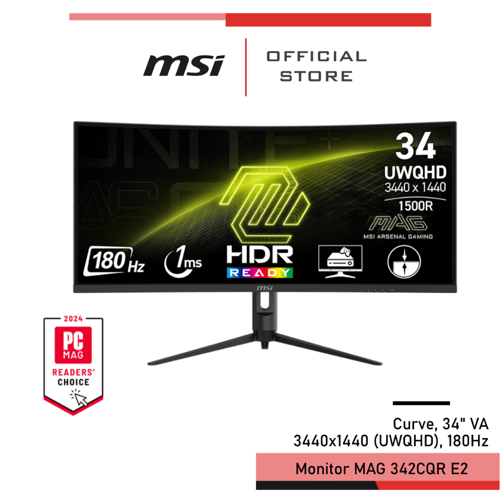 MSI MAG 342CQR E2 34" (86.36 cm) 180Hz Curve Monitor จอคอมพิวเตอร์