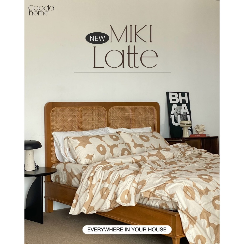 ลายมิกิลาเต้ ผ้าปูที่นอนลาย MIKI Latte มีให้ครบชุด ฝ้ายแท้ ยิ่งซีกยิ่งนิ่ม  มีให้ครบ 3 ขนาด 3.5 | 5 | 6 ft (GH)