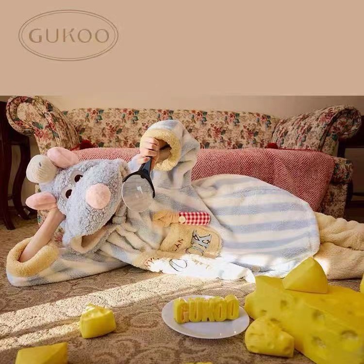 Pre7-10วัน ชุดนอนผ้าขนแกะ GUKOO ฮู้ดการ์ตูนเรมี่ Remy