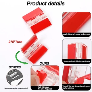 [ราคาต่อ 4 ชิ้น]บานพับ มือจับเปิดบานประตู มีกาวสองหน้าในตัว บานพับพลาสติกใส กาวในตัว ทนทาน สําหรับเฟอร์นิเจอร์