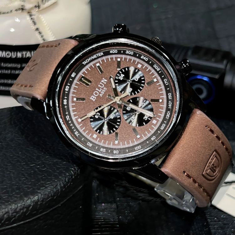 Bolun#6776 นาฬิกาข้อมือแบรนด์แท้สายหนัง หน้าปัด40มิล ดีไซน์เท่สุดคลาสสิค หรูหรา พร้อมส่ง - รูปที่ 2