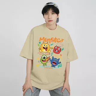 ChillTee📦เสื้อน่ารักoversizeอเมริกัน คอกลมT-shirt ผ้าCottonแขนสั้น ใส่สบาย ไม่ต้องรีด unisexพิมพ์ลาย "Monster"【COD】