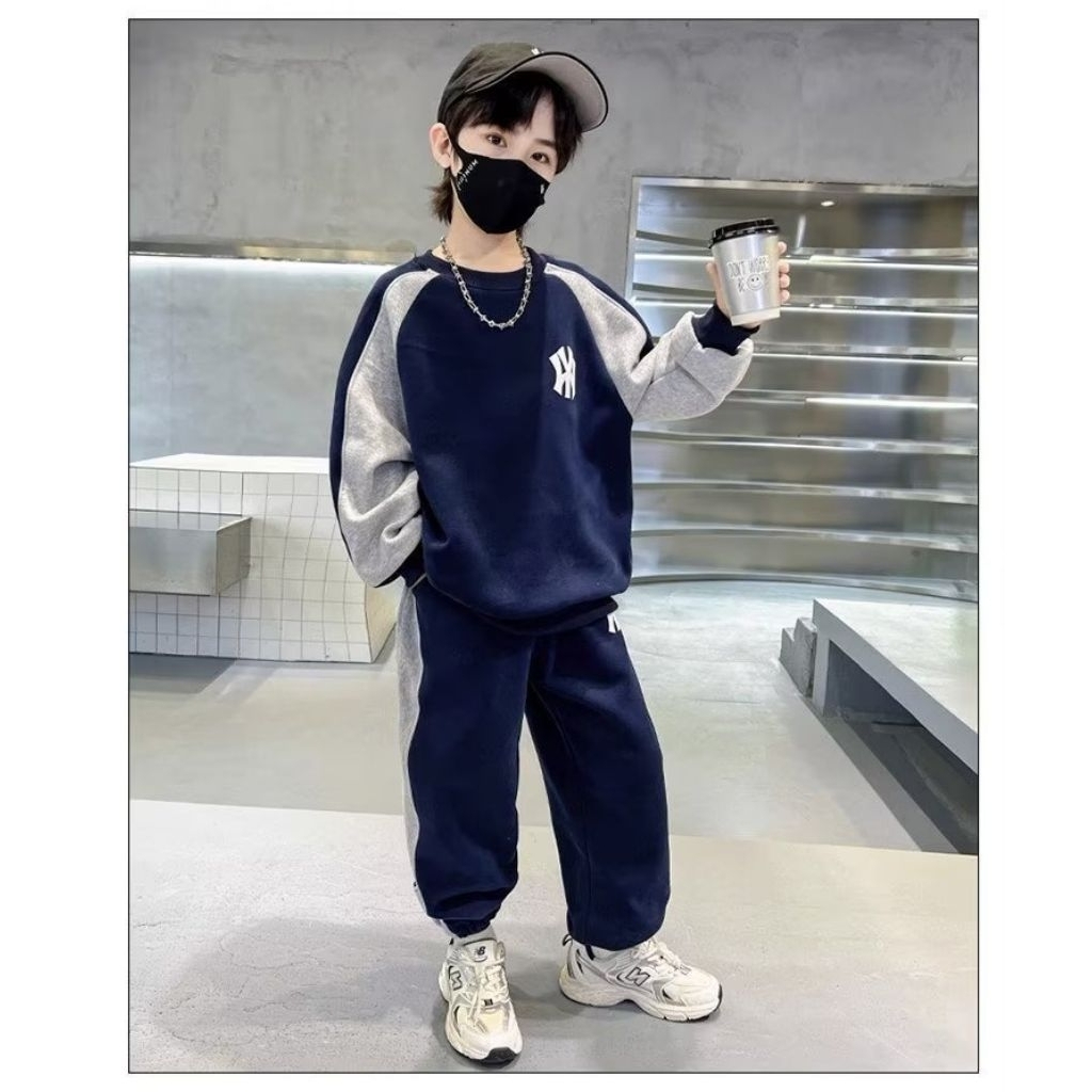 **พร้อมส่ง**Kawaii ชุดเสื้อคอกลม-กางเกง เด็ก สุดคุ้ม เอวยางยืด ขนาด120-170มี2สี ราคา ถูกที่สุด ดีลบีเคเค แกลเลอรีภาพที่ 4