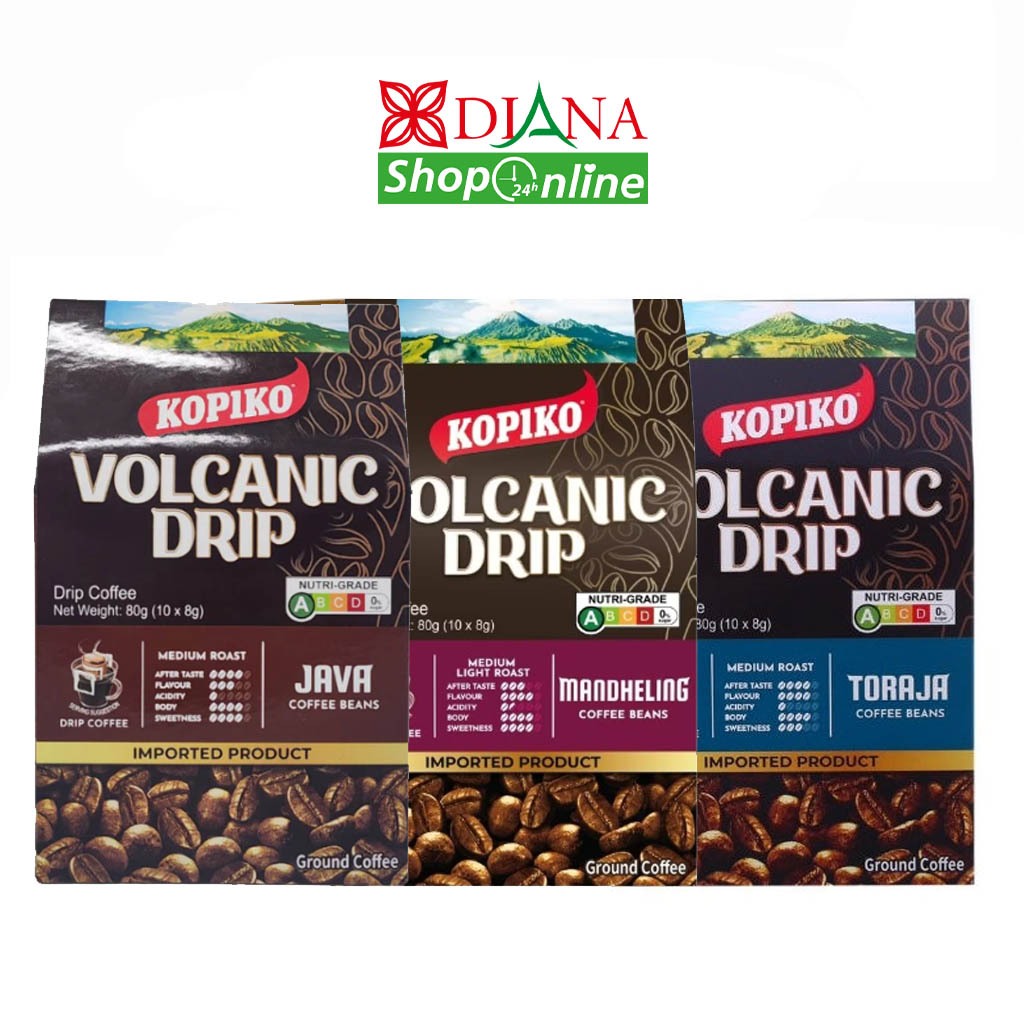 Kopiko โกปิโก้ โวคานิค ดริป กาแฟแท้คั่วบด 8 กรัมx10 ซอง