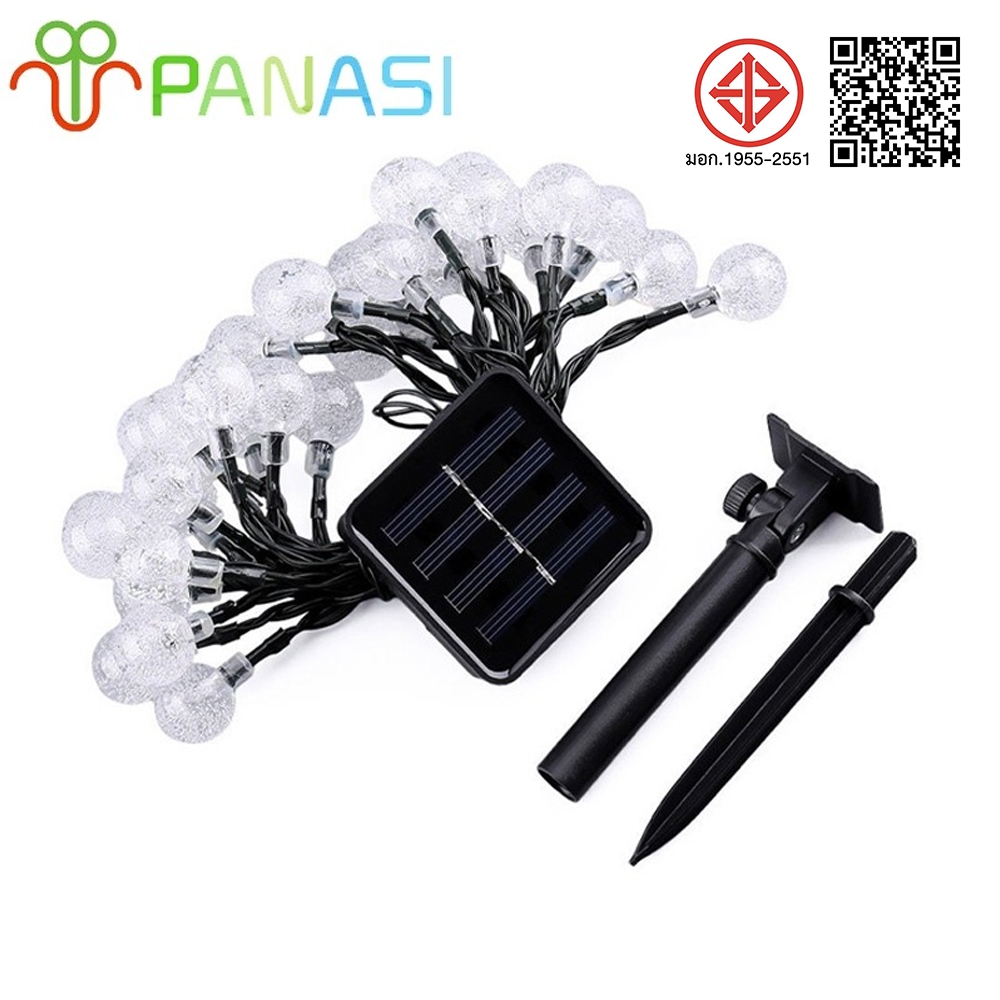 ไฟแต่งห้องนอน LED ไฟประดับ 50LED 10เมตร แต่งสวนและกลางแจ้ง โซล่าเซลล์ ไฟเส้นอัจฉริยะ ประหยัดไฟมาก ทนแดด ทนฝน วินเทจ