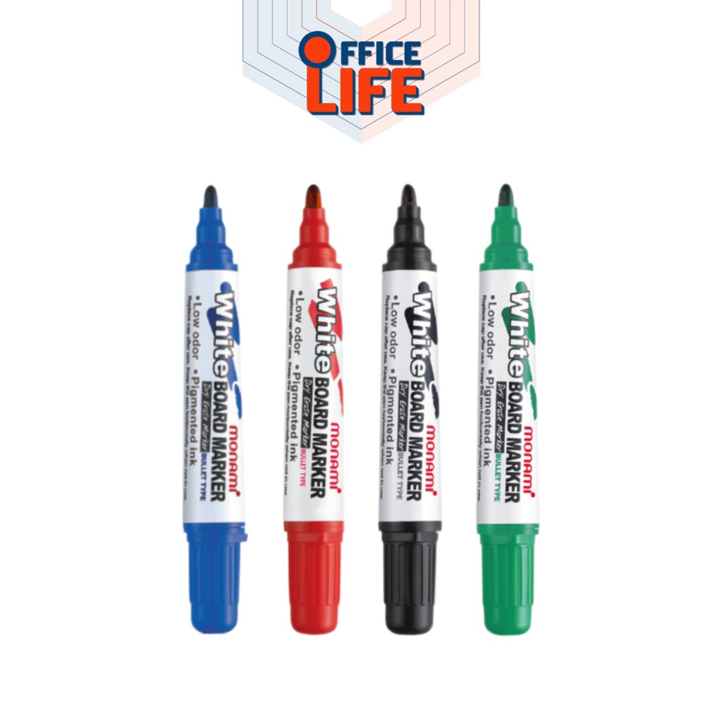 Monami (โมนามิ) ปากกาไวท์บอร์ด รุ่น BM-500S สี น้ำเงิน, ดำ, แดง, เขียว ปลอดสารพิษ ไม่มีกลิ่นฉุน ( 1 ด้าม )