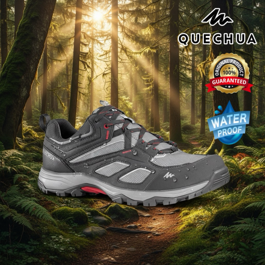 รองเท้าเดินป่ากันน้ำสำหรับผู้ชาย “มีไซส์ 40-46” รุ่น MH100 สีเทา QUECHUA