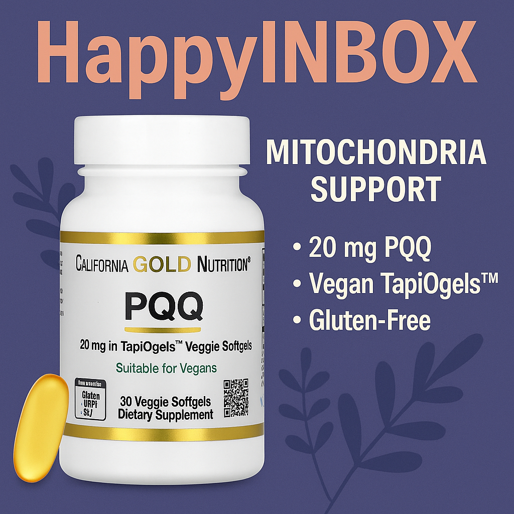 California Gold Nutrition PQQ 20mg – Mitochondria & Cellular Support (30 Veggie Softgels)
