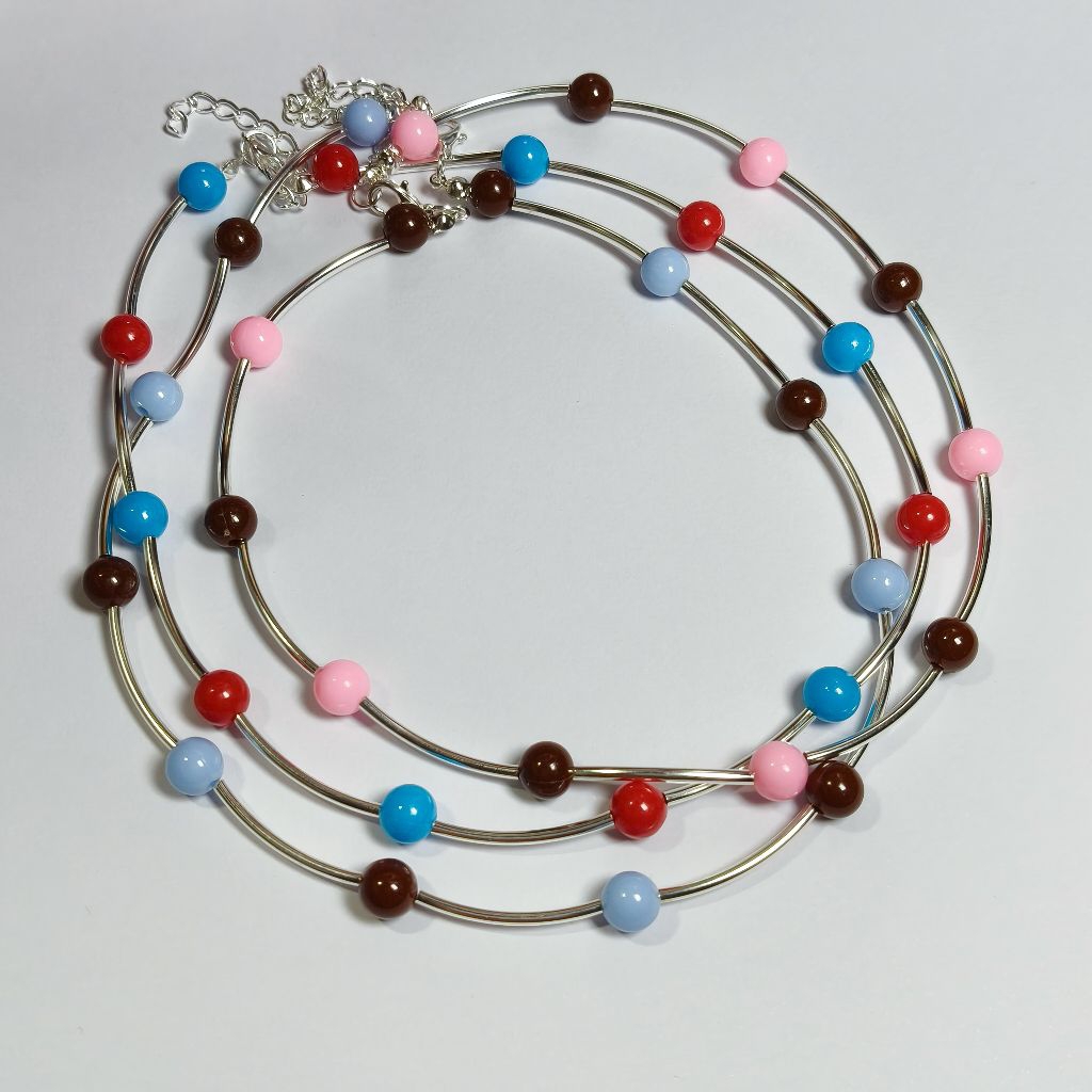 🌻สร้อยคอลูกปัด Colorful สไตล์เกาหลี มินิมอล | Colorful Beads Necklace โครงเงิน แฟชั่นผู้หญิง
