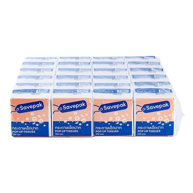 เซพแพ็ค savepack กระดาษเช็ดปาก แพ้คละ24ห่อ ห่อละ 200 แผ่น
