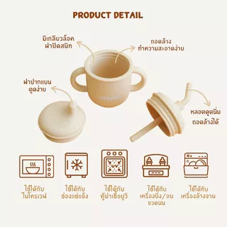 MEEM แก้วหัดดื่มซิลิโคน แบบมือจับ มีฝาให้เลือก 2 แบบ รุ่น Duckbill sippy (Colorful Series)