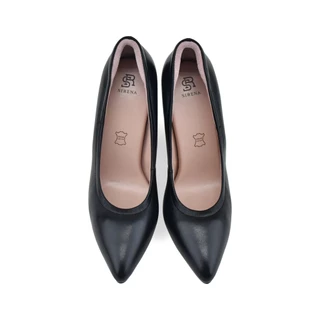 SIRENA รองเท้าหนังแท้ ส้น 3 นิ้ว รุ่น CINDERELLA สีดำ | รองเท้าคัทชูผู้หญิง