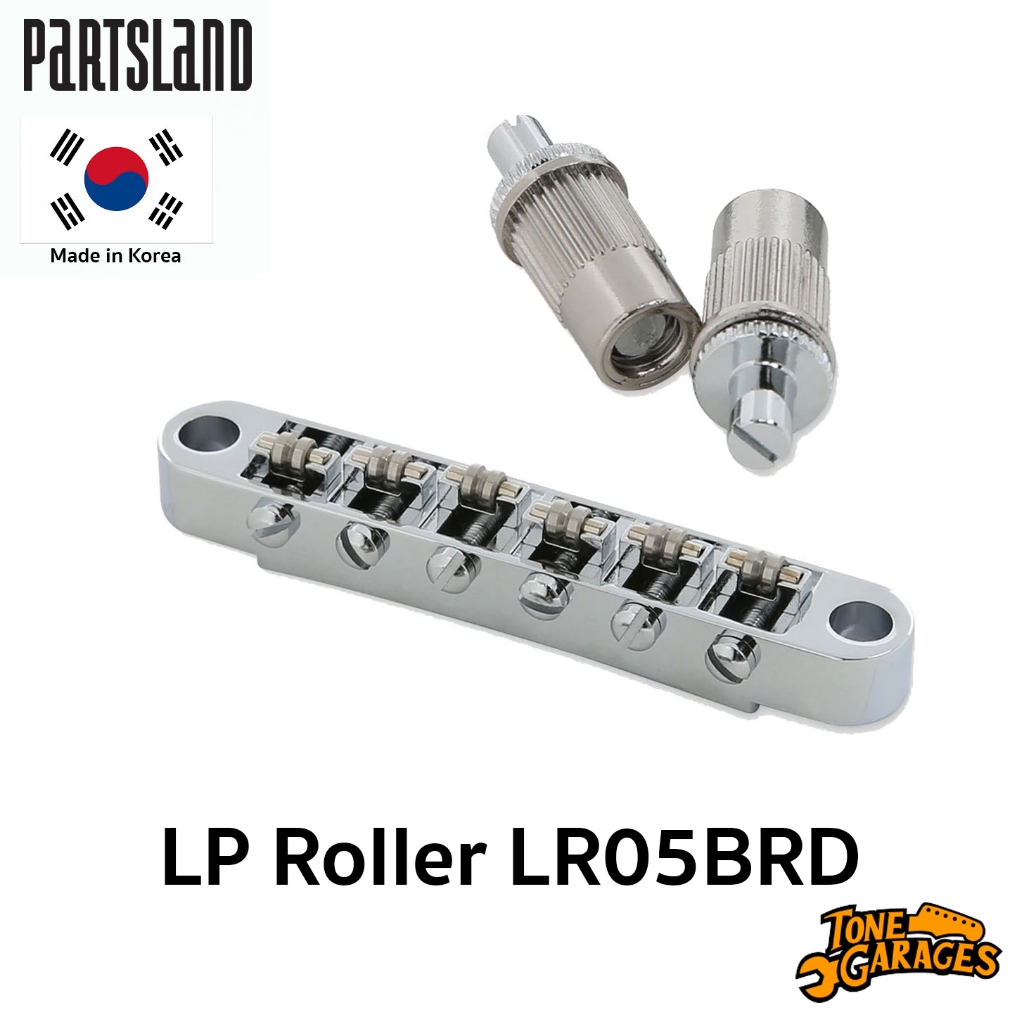 Partsland LP Roller LR05BRD Roller Saddle Tune-O-Matic Bridge/Large Post สี Chrome รูใหญ่