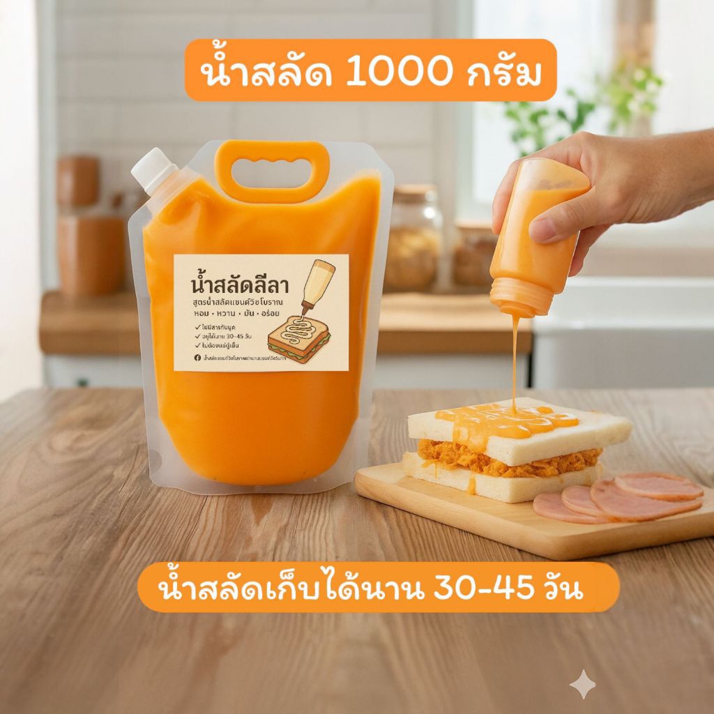น้ำสลัดแซนวิชโบราณ น้ำสลัด ขนาด 1000 กรัม น้ำสลัด หอม หวาน ไม่เปรี้ยว