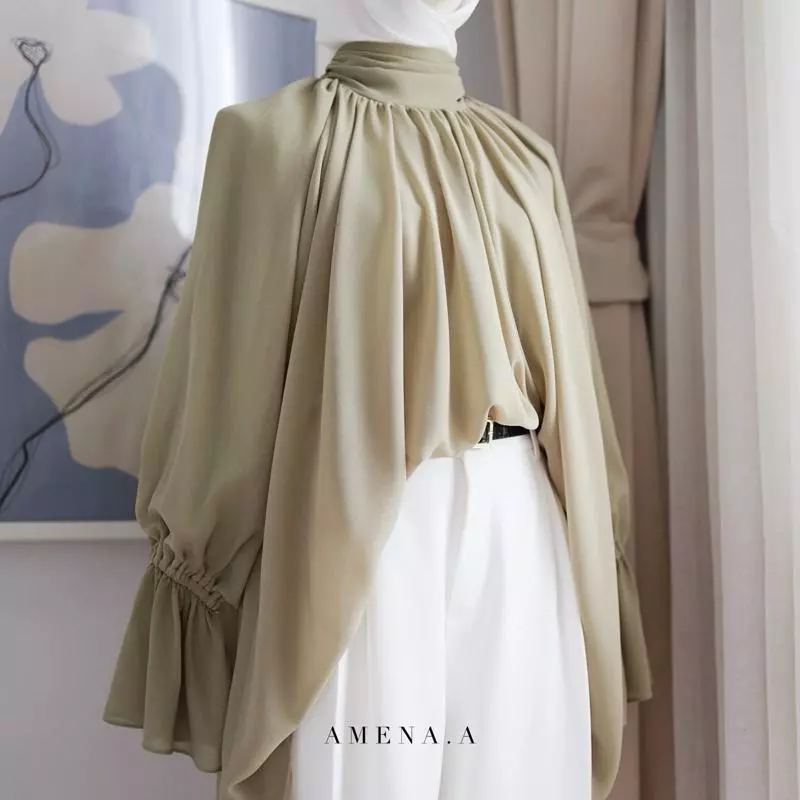 CANA เสื้อทรงปล่อย(โอเวอร์ไซส์)ผ้าชีฟอง ซับในทั้งตัวและแขน ขนาดฟรีไซส์