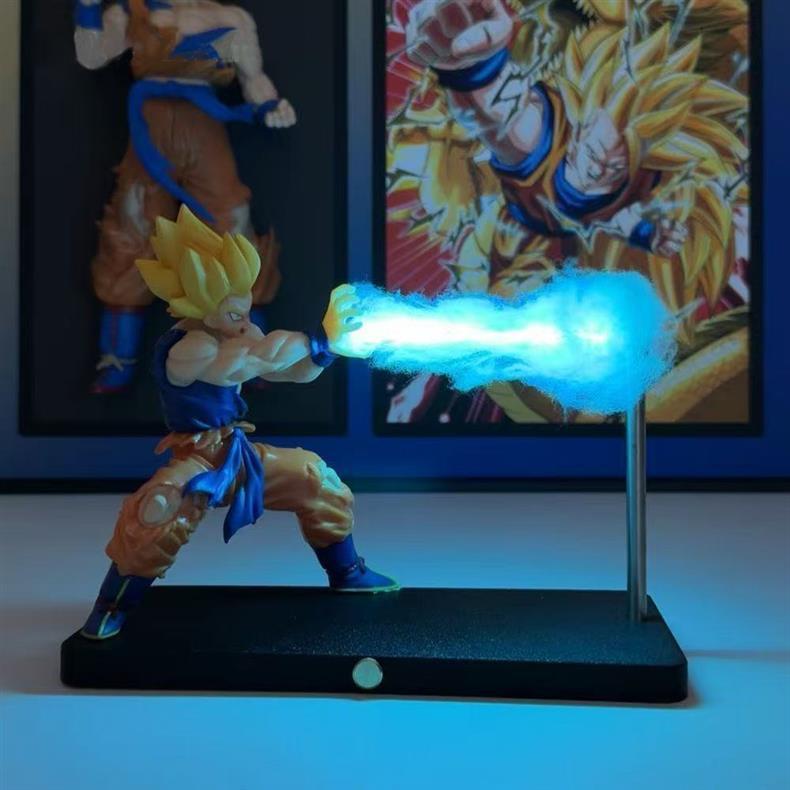 Dragon Ball Goku Kamehameha ฟิกเกอร์ไฟน้ำมันกลางคืนแม่เหล็ก ฉากวัตถุดิบริมแสง ของประดับโต๊ะ/ห้องนอน ของขวัญเกม