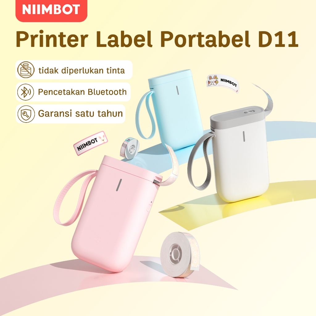 NIIMBOT D11 เครื่องพิมพ์ฉลาก HD แบบพกพา บลูทูธ สติกเกอร์ขนาดเล็ก เครื่องพิมพ์ราคาฉลากความร้อน