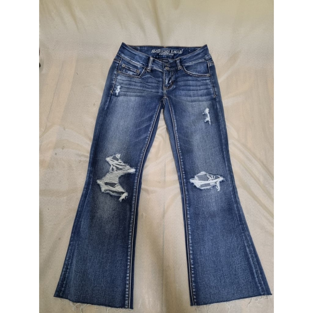 z34. American Eagle กางเกงยีนส์ผู้หญิงขาม้าแบรนด์แท้มือสอง สภาพ 90% เหมือนมือ 1
