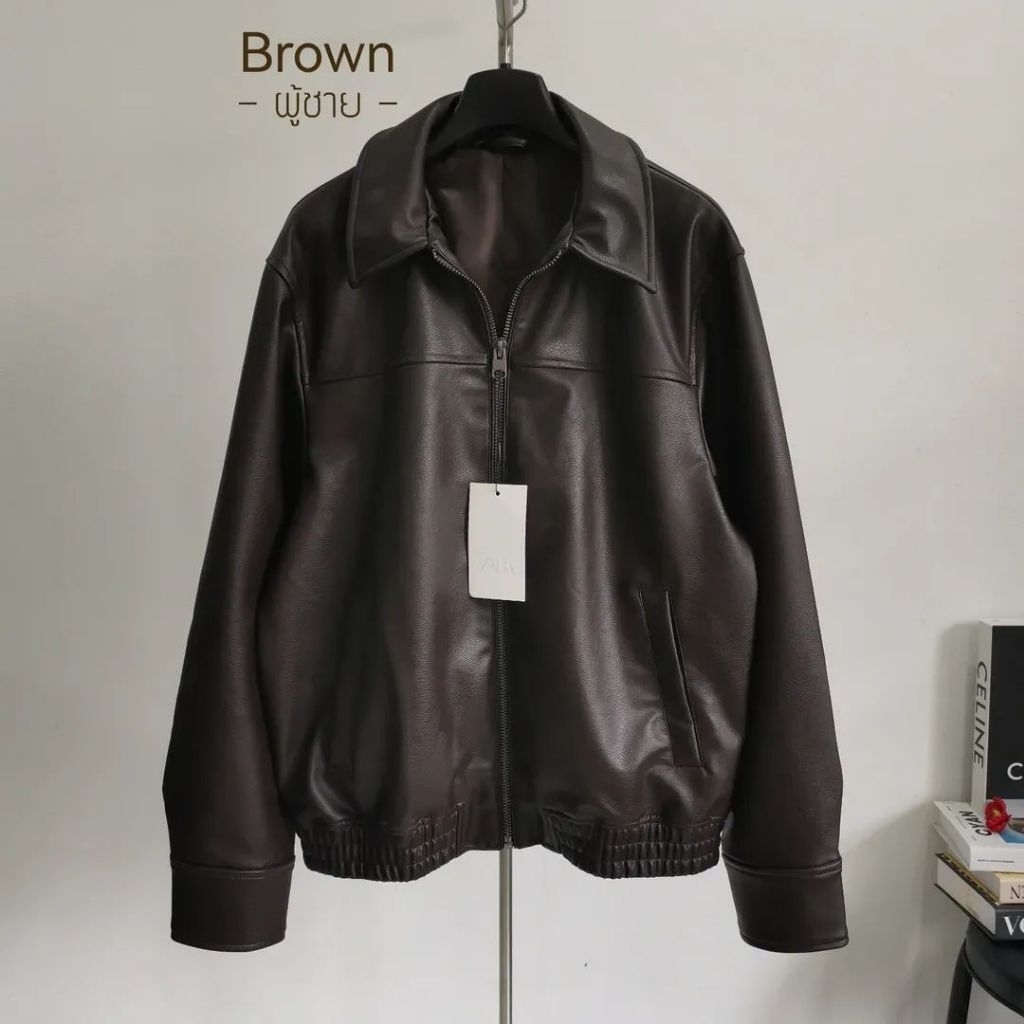 **ของแท้พร้อมส่งจากไทย**ZARA​ ​LEATHER​ EFFECT​ MEN'S​ JACKET