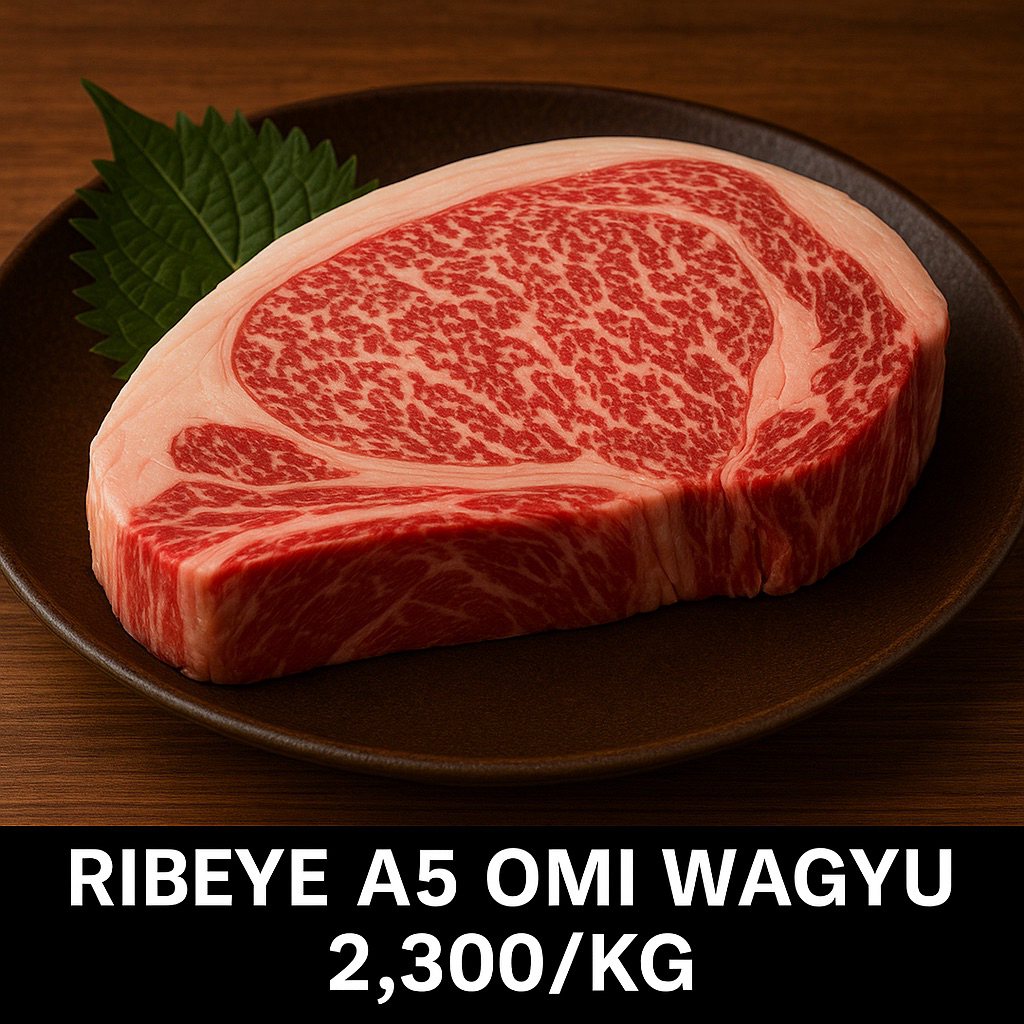 เนื้อ เอ5 วากิวริบอาย จากเมืองโอมิ ราคาต่อกิโล 2,300 บาท