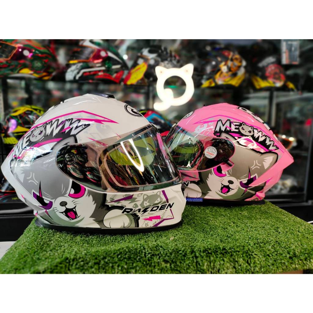 RAIDEN รุ่น BLADE ลาย MEOWW 🩷🩶🐱🐱🩶🩷 (หมวกกันน็อคเต็มใบ)