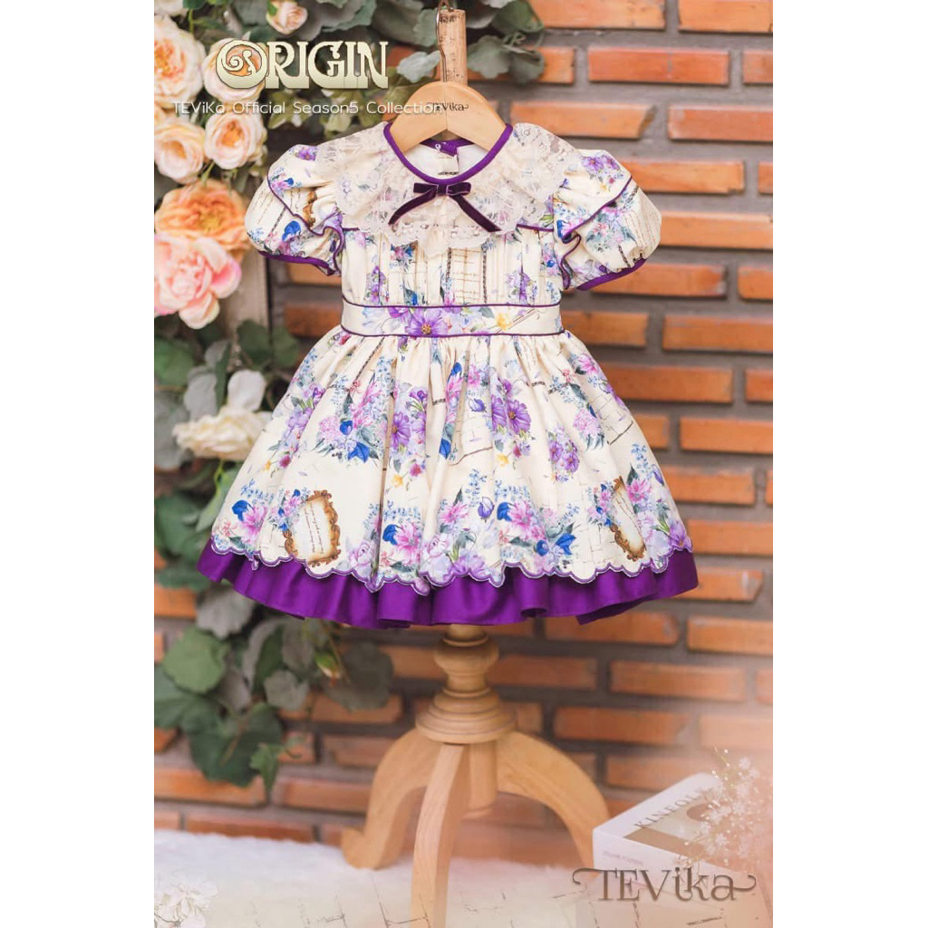TEViKa ชุดเดรสเทวิกาวินเทจ  : ORIGIN  & สีม่วง Iris Violet size 100