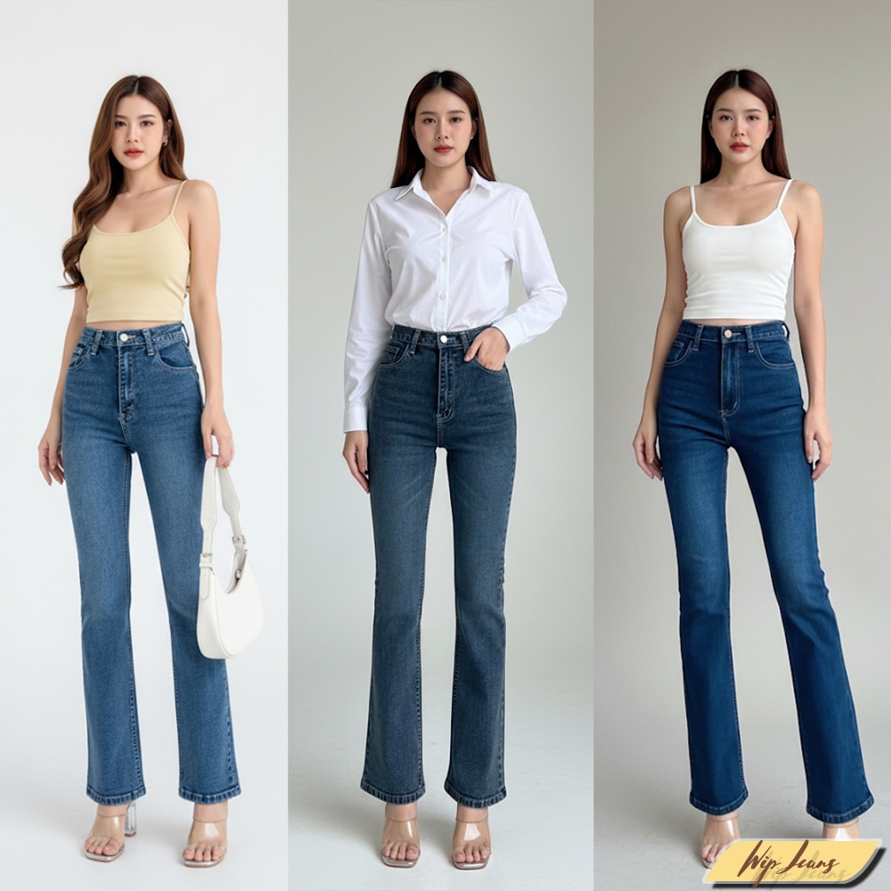 📌กางเกงยีนส์ผู้หญิงเอวสูงขาม้าผ้ายืดเข้าทรงสวยมีไซส์ใหญ่bigsize3สีให้เลือก B051