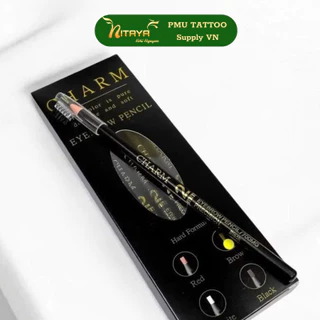 ดินสอ PMU 2 มม. สำหรับร่างโครงคิ้ว–ขอบปาก สีแดง/ดำ/ขาว เส้นคม ชัด