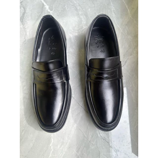 Penny Loafer Black Leather หนังวัวแท้ 100% สีดำ นุ่มใส่สบาย มีไซส์ใหญ่ เปลี่ยนไซส์ได้