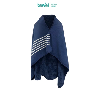 Bewell ผ้าคลุมไหล่ 2 in 1 Poncho Fleece Blanket มีกระดุม เหมาะใช้คลุมระหว่างทำงาน ขนาด 140x80 cm.