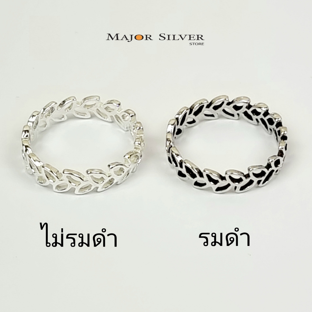 แหวนใบมะกอก แบบโปร่ง / เงินแท้ 92.5% แหวนนำโชค แฟชั่น สไตล์คลาสสิค Major Silver : E-V-MuLea-4