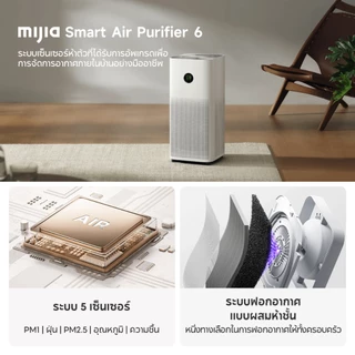 [พร้อมส่ง] Xiaomi Air Purifier 6 ระบบเซ็นเซอร์ 5 ตัวที่อัปเกรดแล้ว ระบบฟอกอากาศแบบคอมโพสิต 5 ชั้น จอ LCD สี