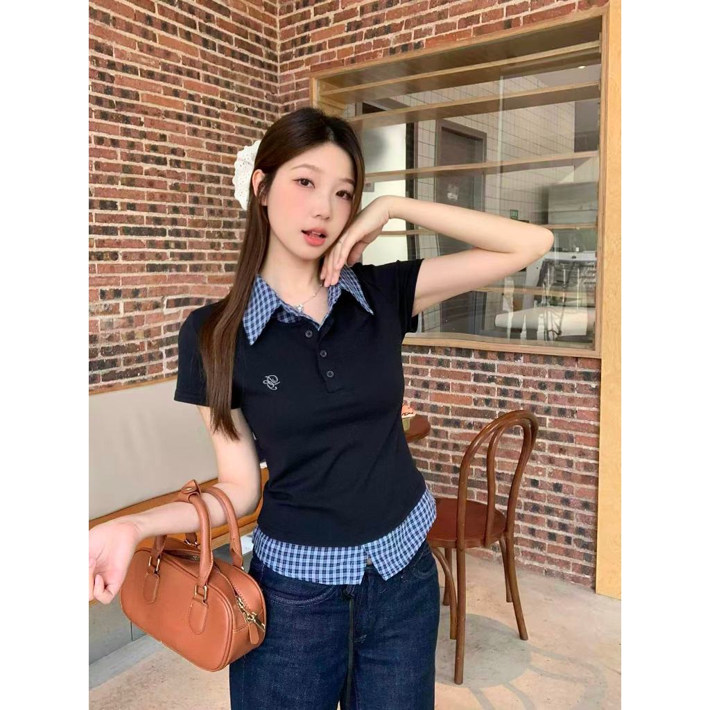 ส่งจากไทยทุกวัน พลัสขนาด แขนสั้นเสื้อยืดผู้หญิง เสื้อแขนสั้น ฤดูร้อนผ้าฝ้ายปิดเอวแสดงผอมด้านบน👚YOUMI รูปที่ 6