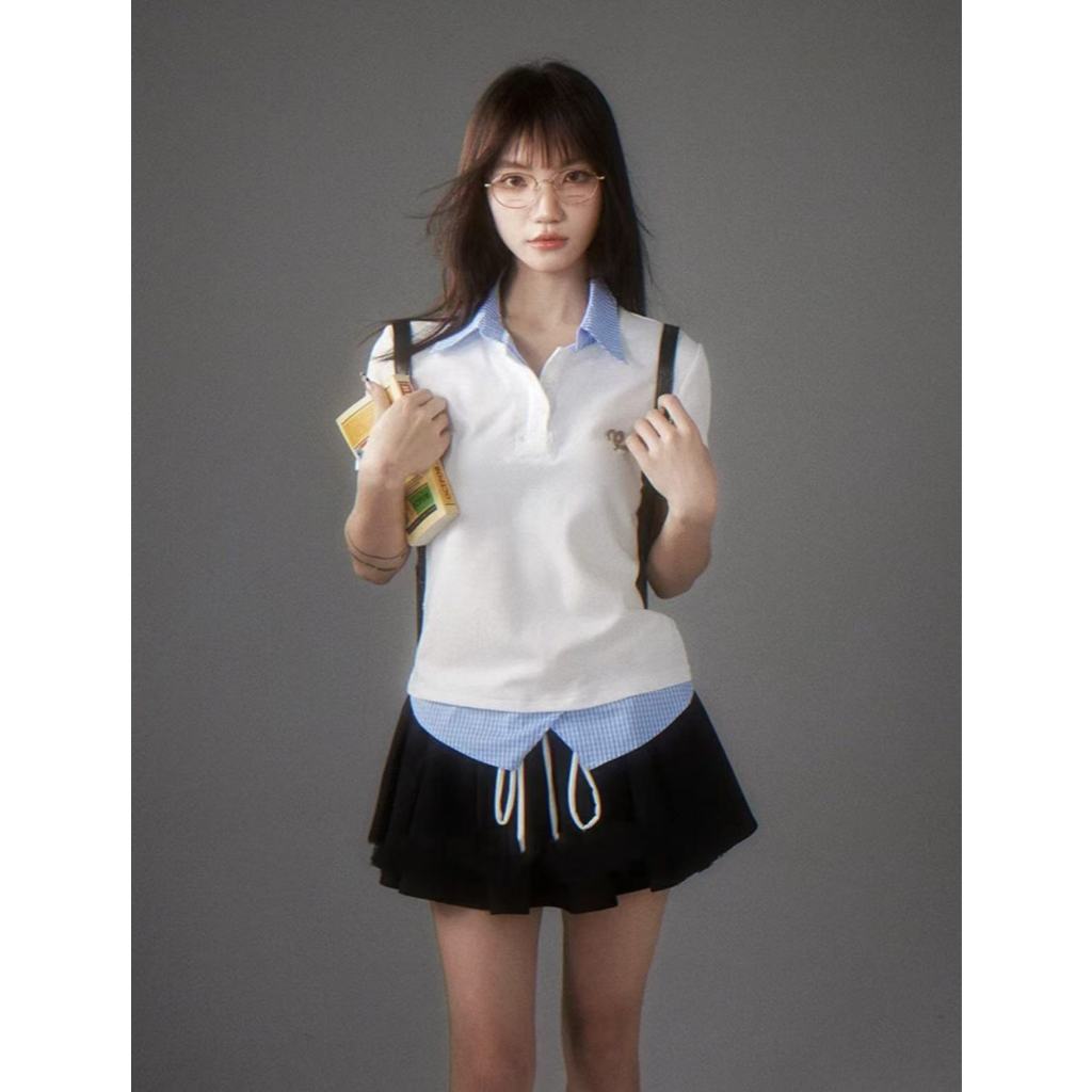 ส่งจากไทยทุกวัน พลัสขนาด แขนสั้นเสื้อยืดผู้หญิง เสื้อแขนสั้น ฤดูร้อนผ้าฝ้ายปิดเอวแสดงผอมด้านบน👚YOUMI รูปที่ 4