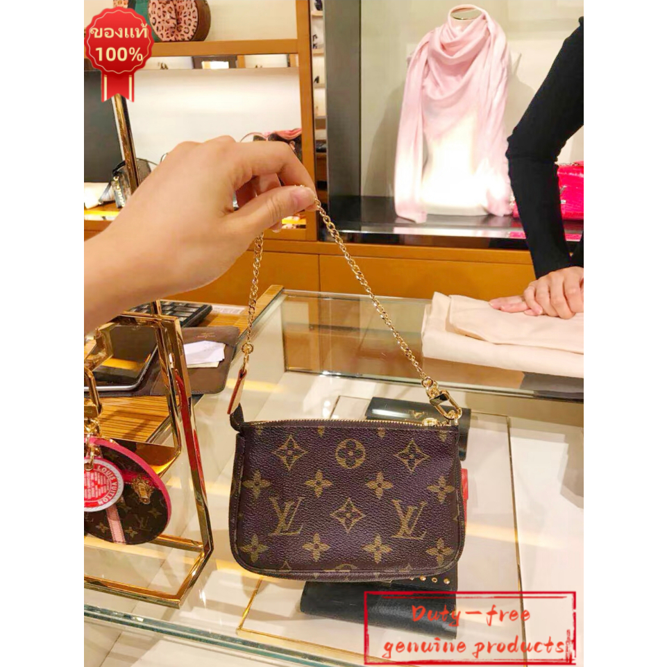 ของแท้ 100% ใหม่ ปลอดภาษี Louis Vuitton MINI POCHETTE ACCESSOIRES กระเป๋าถือ พร้อมใบเสร็จและกล่องครบชุด