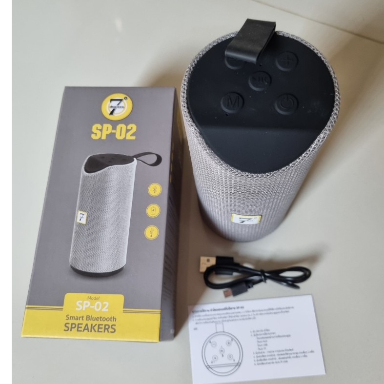 ลำโพง ไร้สาย บลูทูธ 7Degrees สีเทาดำ มีช่องเสียบ AUX, USB ใช้งานยาว 4 ชั่วโมง Bluetooth Wireless Spe