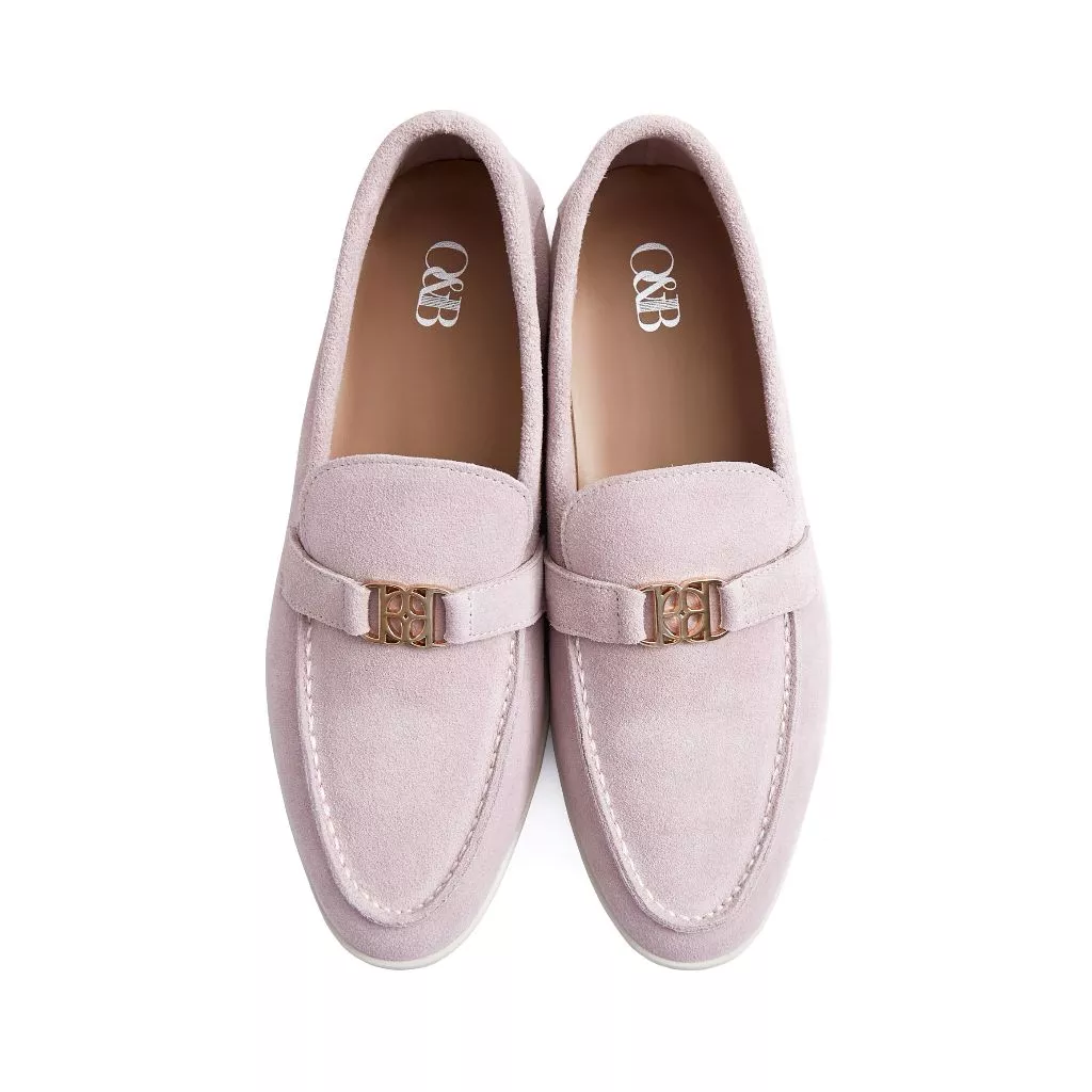 O&B รองเท้าหนังกลับ รุ่น ROMEO LOAFERS IN PINK ROSE-11218SU11691F_F5PIXX