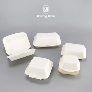 Baking Barn (50 ใบ/แพ็ค) กล่องอาหารกระดาษสีขาว กล่องกระดาษใส่อาหารใส่เค้ก