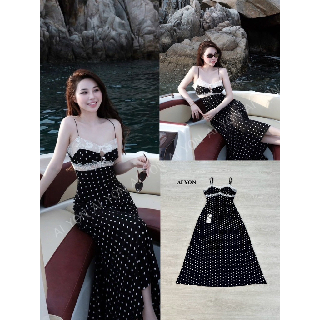 เดรสยาวสายเดี่ยวทรงสวย เดรสสายเดี่ยวสีดำ  M ติดTag  Kathlyn