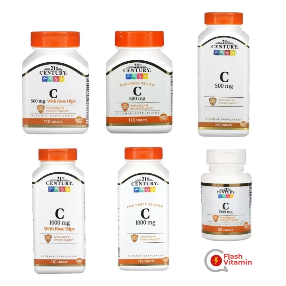 [ พร้อมส่ง] ขวดเล็ก / ใหญ่ 21st Century Vitamin C 500 / 1,000 mg - วิตามิน ซี เสริมภูมิต้านทาน