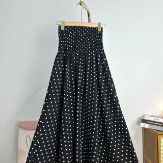 กระโปรงแต่งเอวย่น ( เอว 24-36 ) ผ้าไหมญี่ปุ่นพิมพ์ลาย ผ้าใส่สบาย ไม่ร้อน