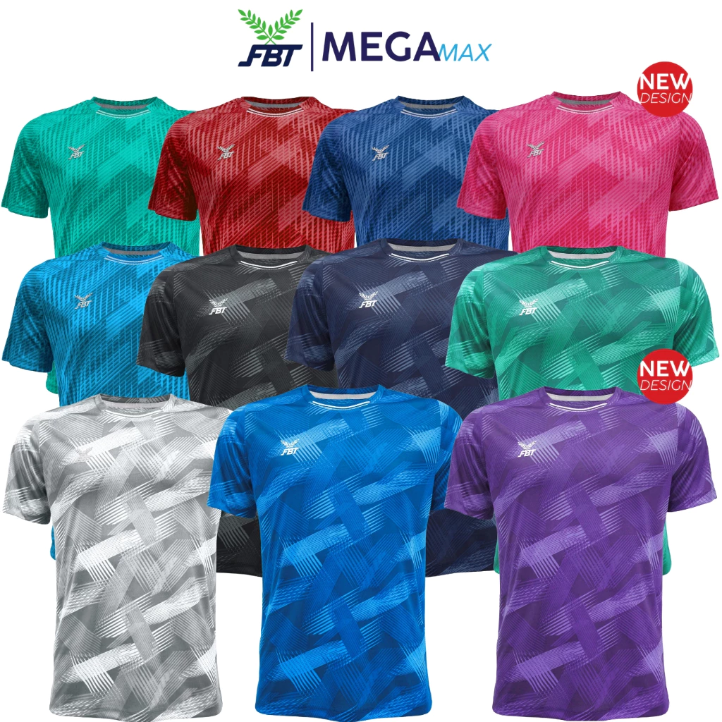 เสื้อกีฬาคอกลม FBT รุ่นใหม่ B2A223 B2A224 ตัดต่อคอยางยืด ผ้าไมโคร