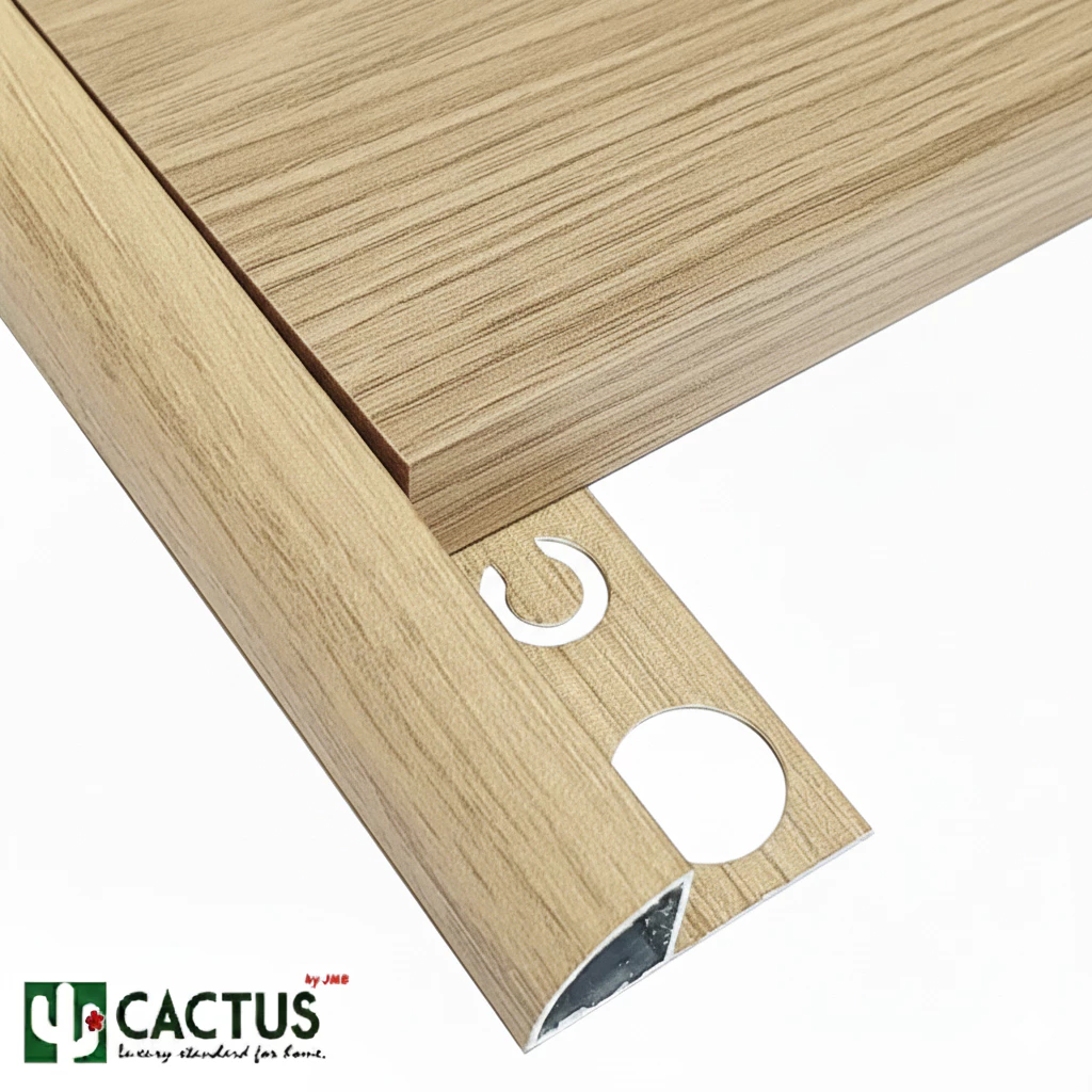 CACTUS คิ้วกระเบื้องอลูมิเนียมลายไม้แบบโค้ง ขนาด 13mm. / 10mm. ความยาว 2m. 3สี *New Products*