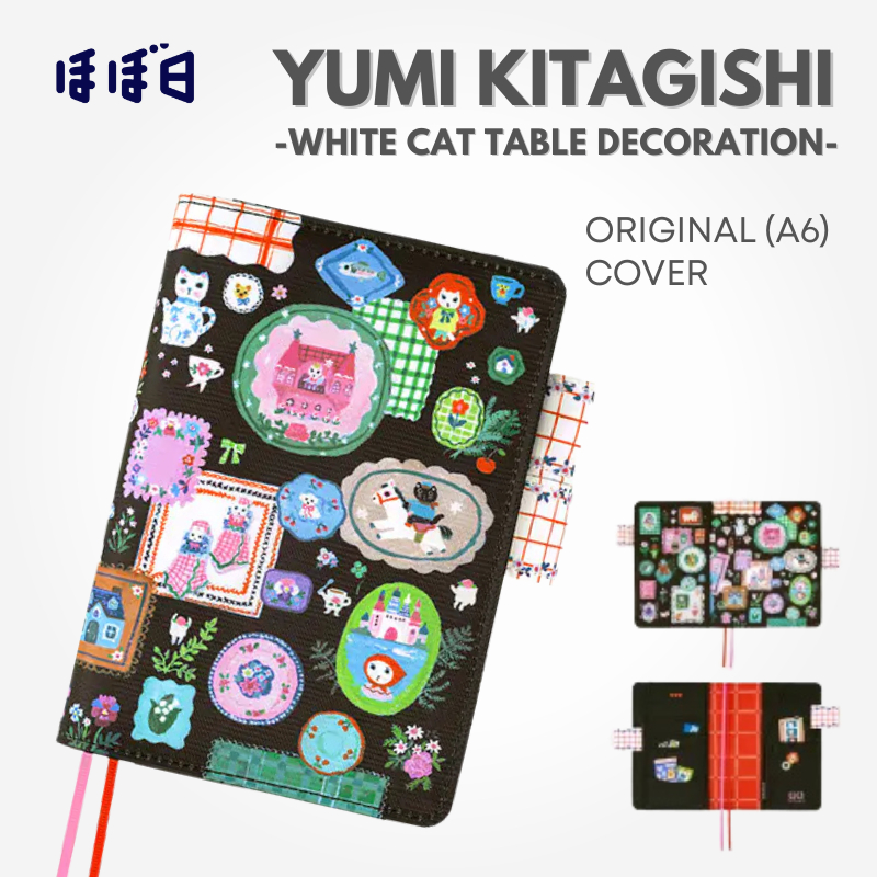 Hobonichi 2026 Original A6 Cover Yumi Kitagishi White Cat Table Decoration, Japan Journal Stationery