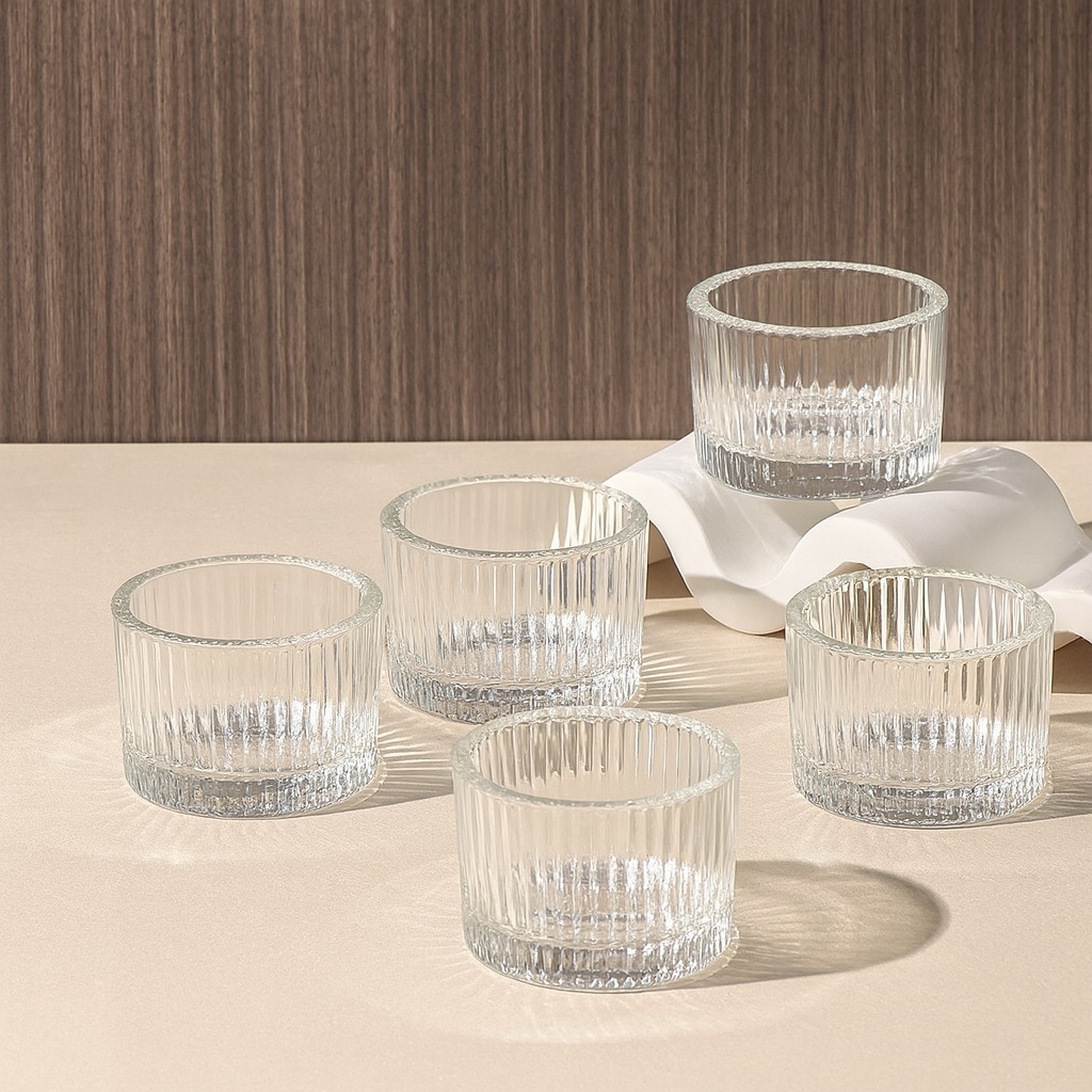 Allsking ที่ใส่เทียนทีไลท์ แก้วใสทรงกลม ถ้วยแก้ว สำหรับทำเทียนหรือเชิงเทียน