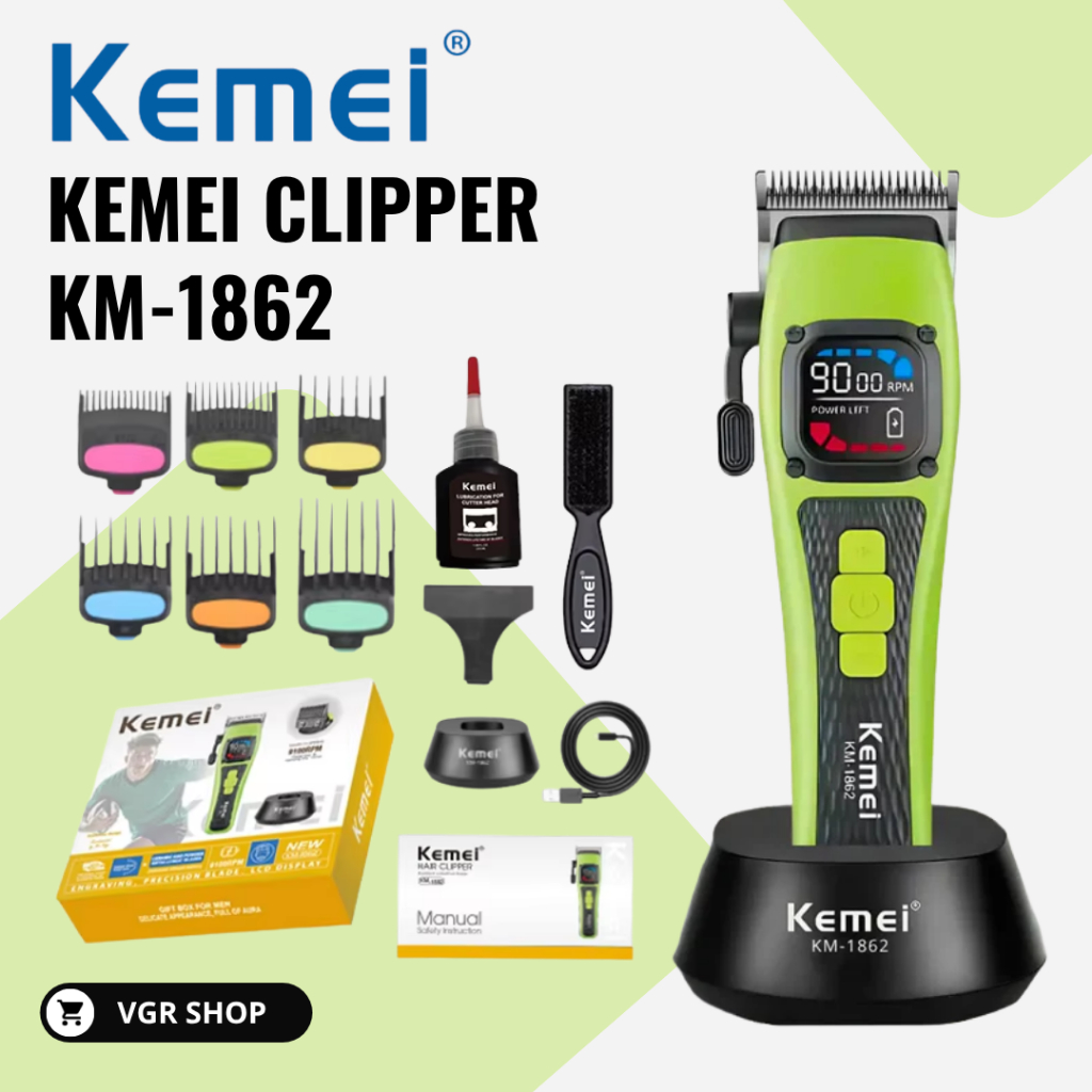 KEMEI ปัตตาเลี่ยนตัดผม รุ่น KM-1862 วัสดุอย่างดี พร้อมแท่นชาร์จ ส่งจากไทย