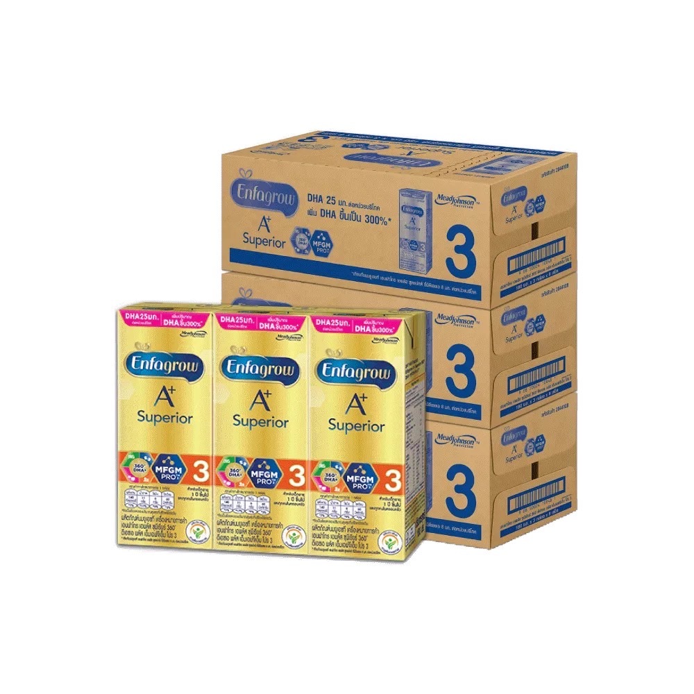 [ยกลัง 3 ลัง] UHT Enfagrow A+ ซูพีเรียกล่องทอง/สูตร3 4 จืด ขนาด180มล.