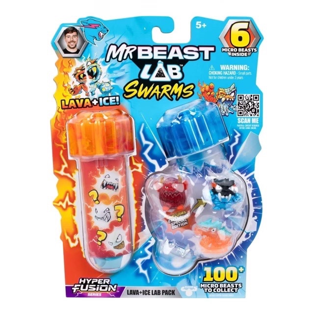 ใหม่!! ของเล่น มิสเตอร์บีส MrBeast Lab Swarms S3 Fire & Ice Pack Exclusive Playset ออกห้างออสเตรเลีย