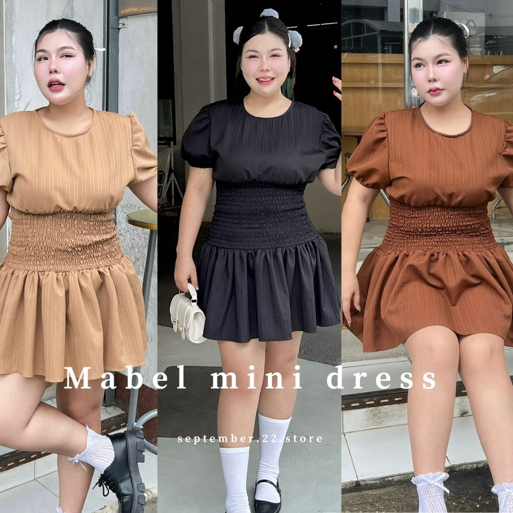 พร้อมส่ง! 𝐌𝐚𝐛𝐞𝐥 𝐦𝐢𝐧𝐢 𝐝𝐫𝐞𝐬𝐬 มินิเดรสผ้าดอบบี้ สาวอวบน่ารักๆ